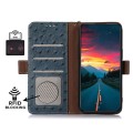 Skórzane Etui Pokrowiec RFID do iPhone 16 Plus niebieskie