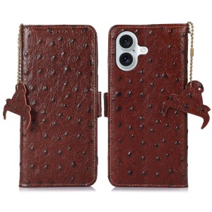 Skórzane Etui Pokrowiec RFID do iPhone 16 Plus brązowe