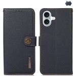 Skórzane Etui KHAZNEH z RFID do iPhone 16 Plus niebieskie