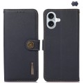 Skórzane Etui KHAZNEH z RFID do iPhone 16 niebieskie