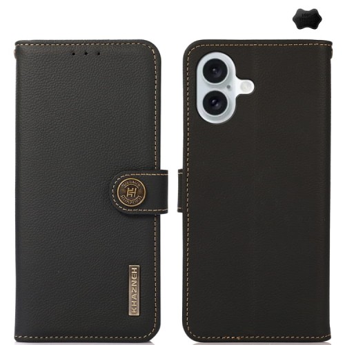 Skórzane Etui KHAZNEH z RFID do iPhone 16 czarne