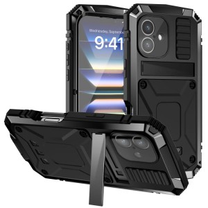 R-JUST Pancerne Etui Antywstrząsowe do iPhone 16 Plus czarne