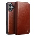 QIALINO Eleganckie Skórzane Etui do iPhone 16 brązowe