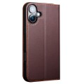 QIALINO Matowe Skórzane Etui do iPhone 16 Plus brązowe