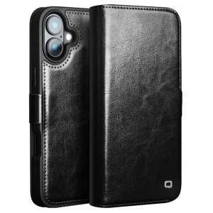 QIALINO Eleganckie Skórzane Etui Pokrowiec do iPhone 16 Plus czarne