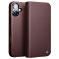 QIALINO Matowe Skórzane Etui do iPhone 16 brązowe