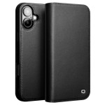 QIALINO Matowe Skórzane Etui do iPhone 16 czarne