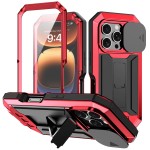 R-JUST Pancerne Etui Antywstrząsowe do iPhone 16 Pro czerwone