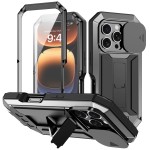 R-JUST Pancerne Etui Antywstrząsowe do iPhone 16 Pro czarne