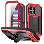 R-JUST Pancerne Etui Antywstrząsowe do iPhone 16 Plus czerwone