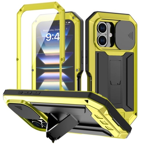 R-JUST Pancerne Etui Antywstrząsowe do iPhone 16 żółte