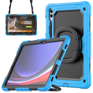 Niebieskie Mocne Pancerne Etui z Uchwytem i Paskiem do Samsung Galaxy Tab S10+ 12.4