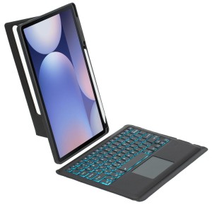 Czarne Etui Podświetlana Klawiatura do Samsung Galaxy Tab S10+ 12.4 