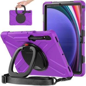 Fioletowe Pancerne Etui z Uchwytem i Paskiem do Samsung Galaxy Tab S10+ 12.4
