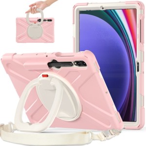 Różowe Pancerne Etui z Uchwytem i Paskiem do Samsung Galaxy Tab S10+ 12.4