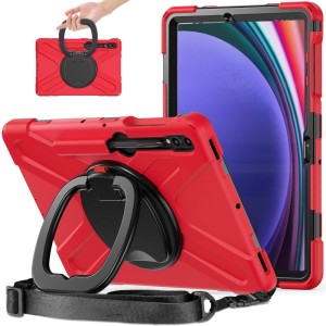 Czerwone Pancerne Etui z Uchwytem i Paskiem do Samsung Galaxy Tab S10+ 12.4