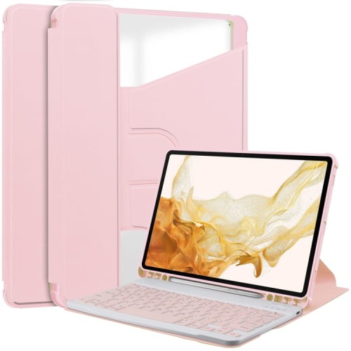 Różowe Obrotowe Etui Bezprzewodowa Klawiatura do Samsung Galaxy Tab S10+