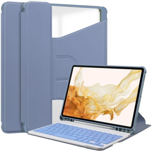 Lawendowe Obrotowe Etui Bezprzewodowa Klawiatura do Samsung Galaxy Tab S10+
