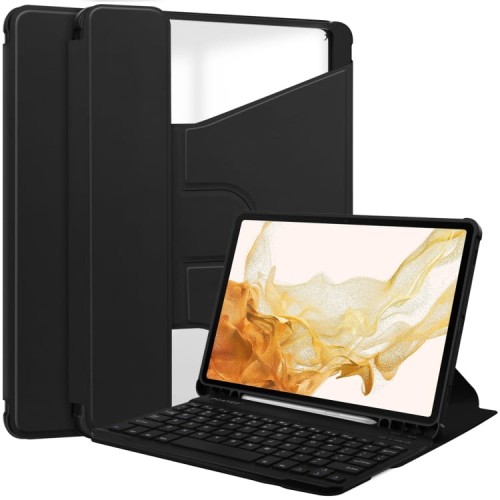 Czarne Obrotowe Etui Bezprzewodowa Klawiatura do Samsung Galaxy Tab S10+