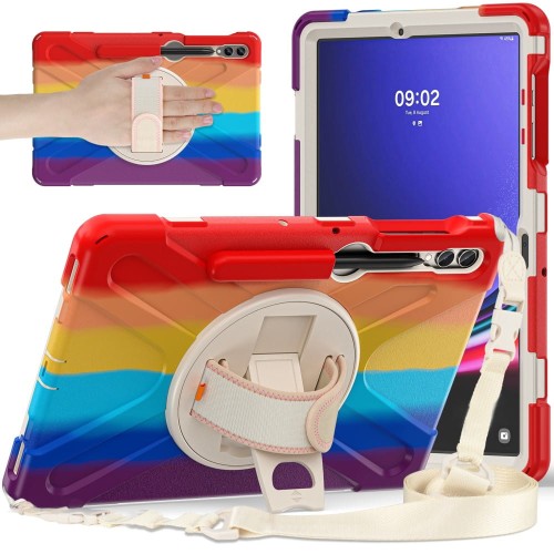 Kolorowe Pancerne Etui Obudowa z Uchwytem i Paskiem do Samsung Galaxy Tab S10+