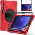 Czerwone Pancerne Etui Obudowa z Uchwytem i Paskiem do Samsung Galaxy Tab S10+
