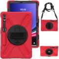 Czerwone Pancerne Etui Obudowa z Uchwytem i Paskiem do Samsung Galaxy Tab S10+