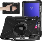 Czarne Pancerne Etui Obudowa z Uchwytem i Paskiem do Samsung Galaxy Tab S10+