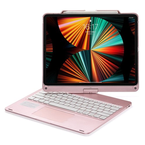 Różowa Podświetlana Obrotowa Klawiatura TouchPad do iPad Air 13 2024
