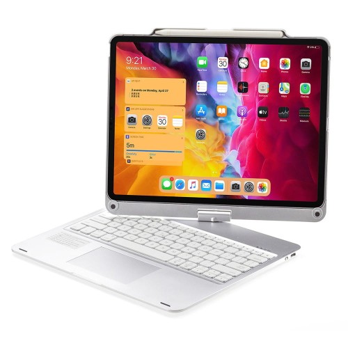 Srebrna Podświetlana Obrotowa Klawiatura TouchPad do iPad Air 13 2025/2024