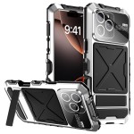 R-JUST Pancerne Etui Antywstrząsowe do iPhone 16 Pro srebrne