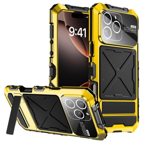 R-JUST Pancerne Etui Antywstrząsowe do iPhone 16 Pro żółte