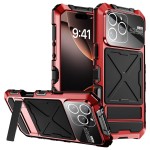 R-JUST Pancerne Etui Antywstrząsowe do iPhone 16 Pro czerwone