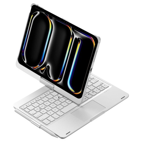 Podświetlana Obrotowa Klawiatura TouchPad do iPad Pro 11 2024 srebrna