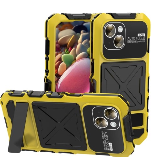 R-JUST Pancerne Etui Antywstrząsowe do iPhone 15 Plus żółte