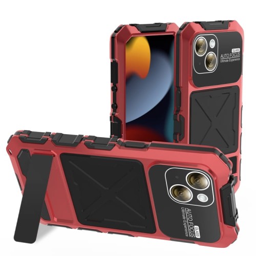 R-JUST Pancerne Etui Antywstrząsowe do iPhone 15 Plus czerwone