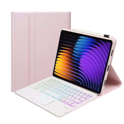 Różowe Etui Podświetlana Klawiatura z Touchpad do Xiaomi Pad 7 / Pad 7 Pro