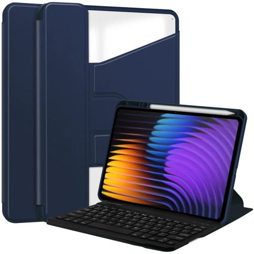 Granatowe Obrotowe Etui Klawiatura do Xiaomi Pad 7 / Pad 7 Pro