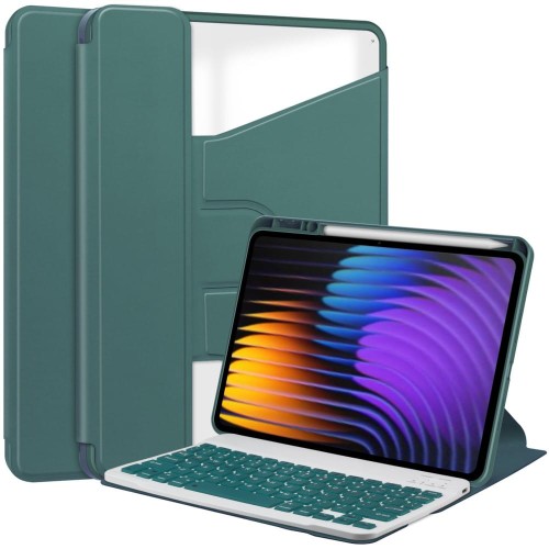 Zielone Obrotowe Etui Klawiatura do Xiaomi Pad 7 / Pad 7 Pro