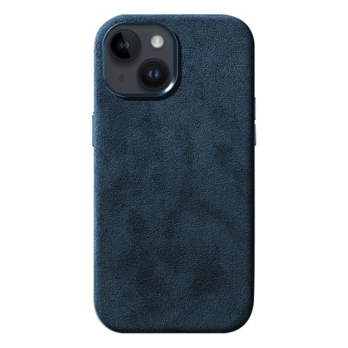 Zamszowe Eleganckie Etui Obudowa Plecki MagSafe do iPhone 13 niebieskie