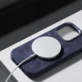 Zamszowe Eleganckie Etui Obudowa Plecki MagSafe do iPhone 13 niebieskie