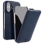MELKCO MagSafe Skórzane Etui z Klapką do iPhone 16 granatowe