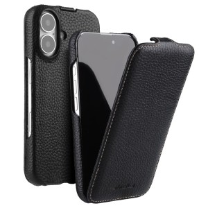 MELKCO MagSafe Skórzane Etui z Klapką do iPhone 16 Plus czarne 