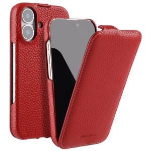 MELKCO MagSafe Skórzane Etui z Klapką do iPhone 16 Plus czerwone