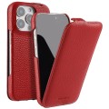 MELKCO MagSafe Skórzane Etui z Klapką do iPhone 16 Pro Max czerwone