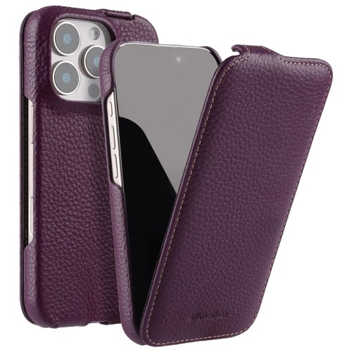 MELKCO MagSafe Skórzane Etui z Klapką do iPhone 16 Pro Max fioletowe