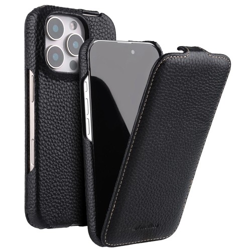 MELKCO MagSafe Skórzane Etui z Klapką do iPhone 16 Pro Max czarne
