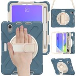 Shockproof Pancerne Etui Obudowa z Paskiem do iPad Mini 7/6 niebieskie