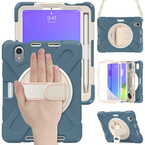 Shockproof Pancerne Etui Obudowa z Paskiem do iPad Mini 7/6 niebieskie