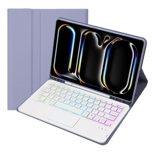 Fioletowe Etui Podświetlana Klawiatura Gładzik do iPad Pro 11 2024