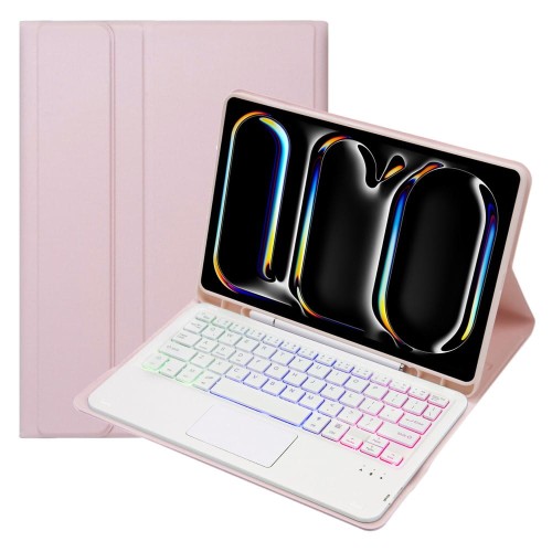 Różowe Etui Podświetlana Klawiatura Gładzik do iPad Pro 11 2024